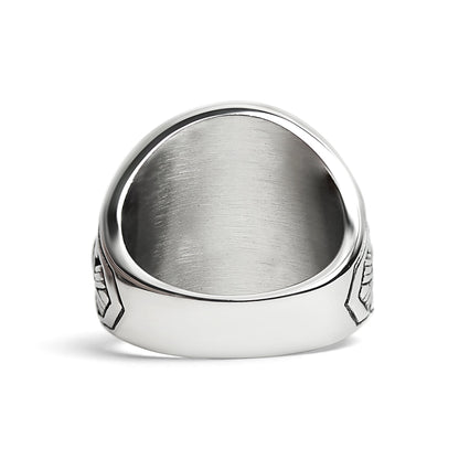 Stainless Steel United States Army Red Center Stone Ring