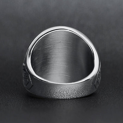 Stainless Steel United States Army Red Center Stone Ring