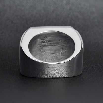 Military Eagle CZ Stone Accents Stainless Steel Ring