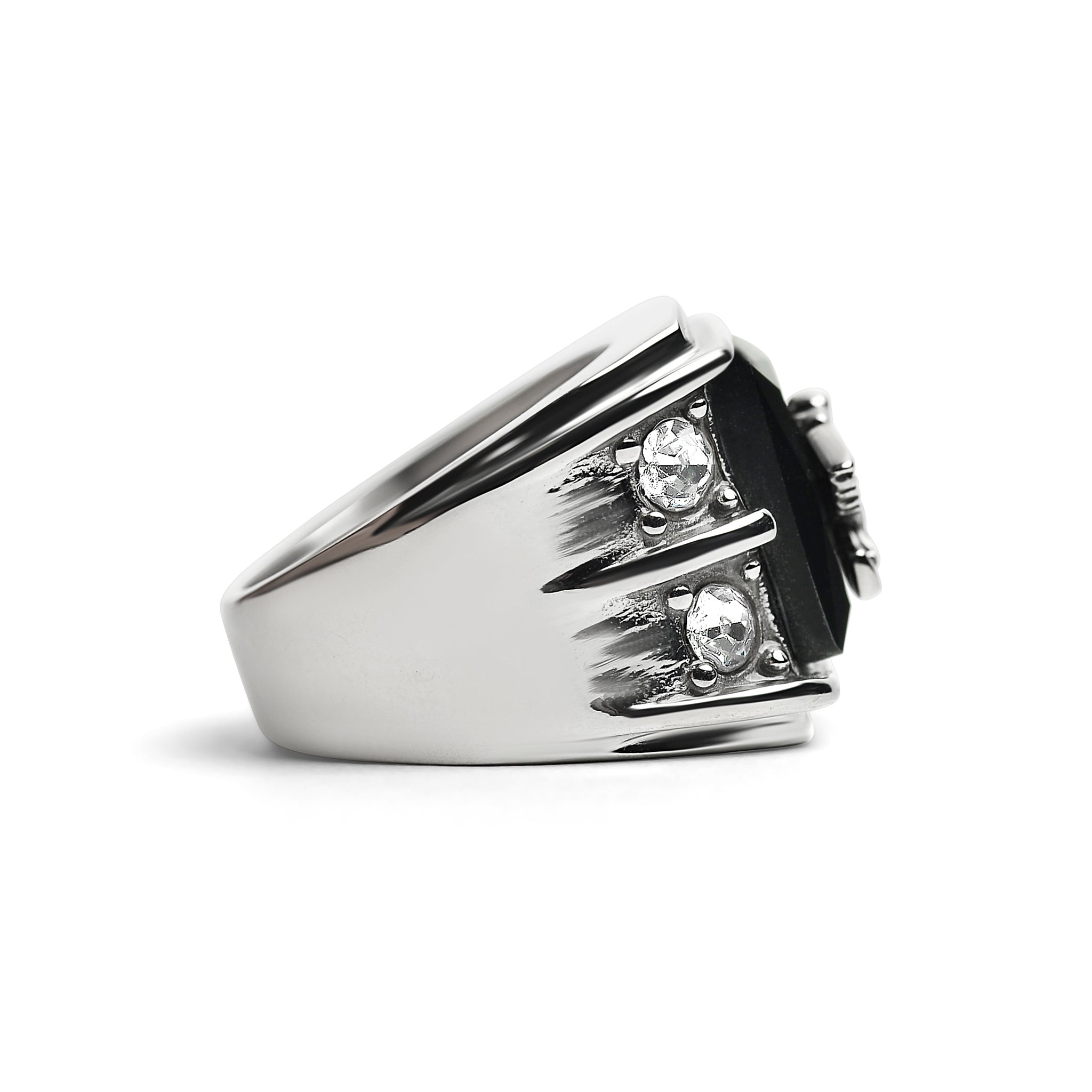 Military Eagle CZ Stone Accents Stainless Steel Ring