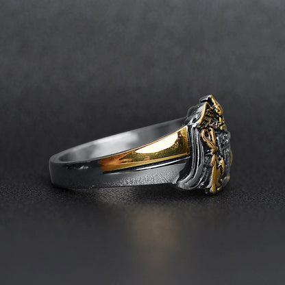 18K Gold PVD Stainless Steel United States Navy Two Tone Women's Ring
