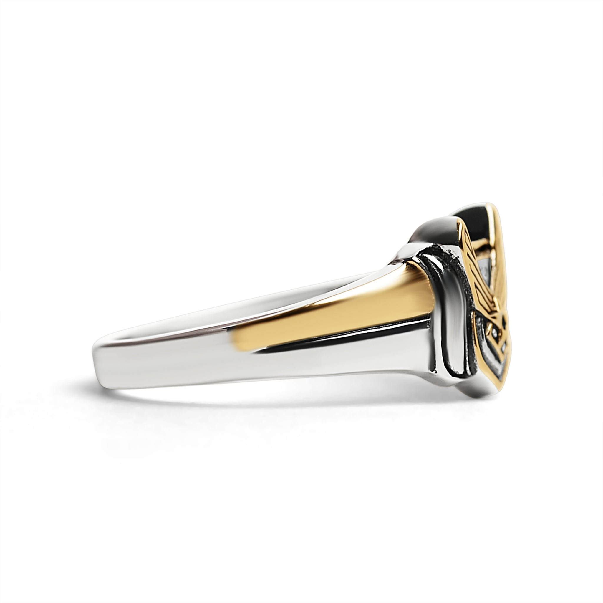 18K Gold PVD Stainless Steel United States Air Force Two Tone Military Women's Ring