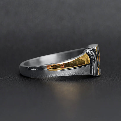 18K Gold PVD Stainless Steel United States Army Two Tone Women's Ring