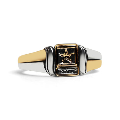 18K Gold PVD Stainless Steel United States Army Two Tone Women's Ring