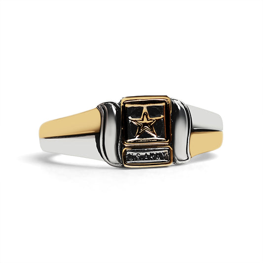 18K Gold PVD Stainless Steel United States Army Two Tone Women's Ring