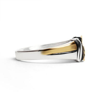 18K Gold PVD Stainless Steel United States Army Two Tone Women's Ring