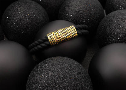 18K Gold PVD Stainless Steel Mens Rubber Metal Clasp Bracelet
