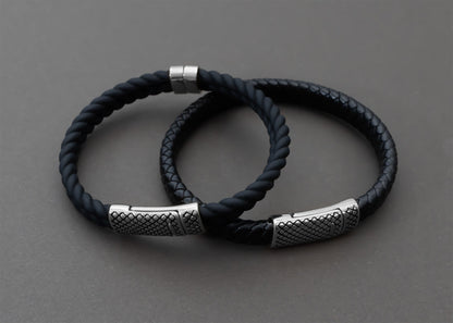 18K Gold PVD Stainless Steel Mens Rubber Metal Clasp Bracelet
