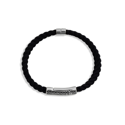 18K Gold PVD Stainless Steel Mens Rubber Metal Clasp Bracelet