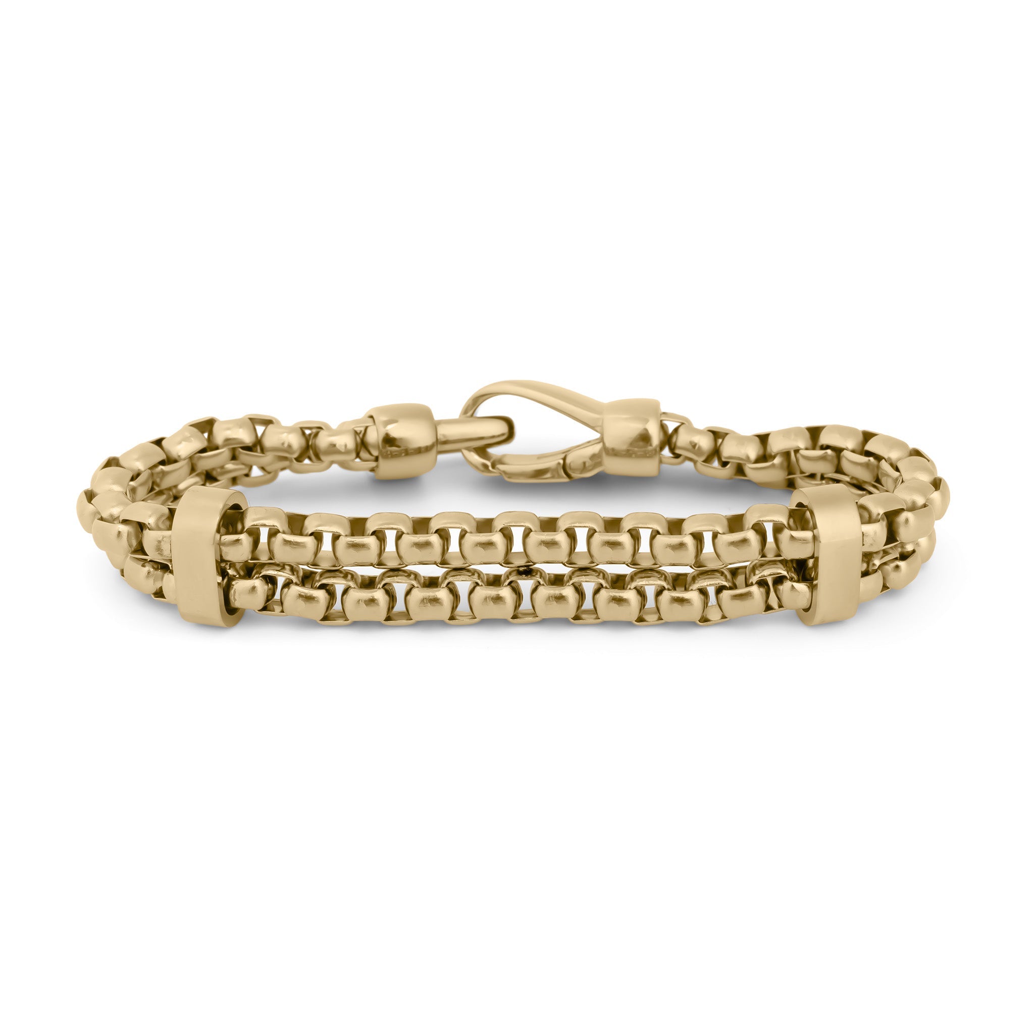 18K Gold PVD Double Chain Metal Clasp Bracelet