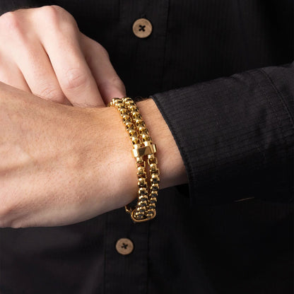 18K Gold PVD Double Chain Metal Clasp Bracelet