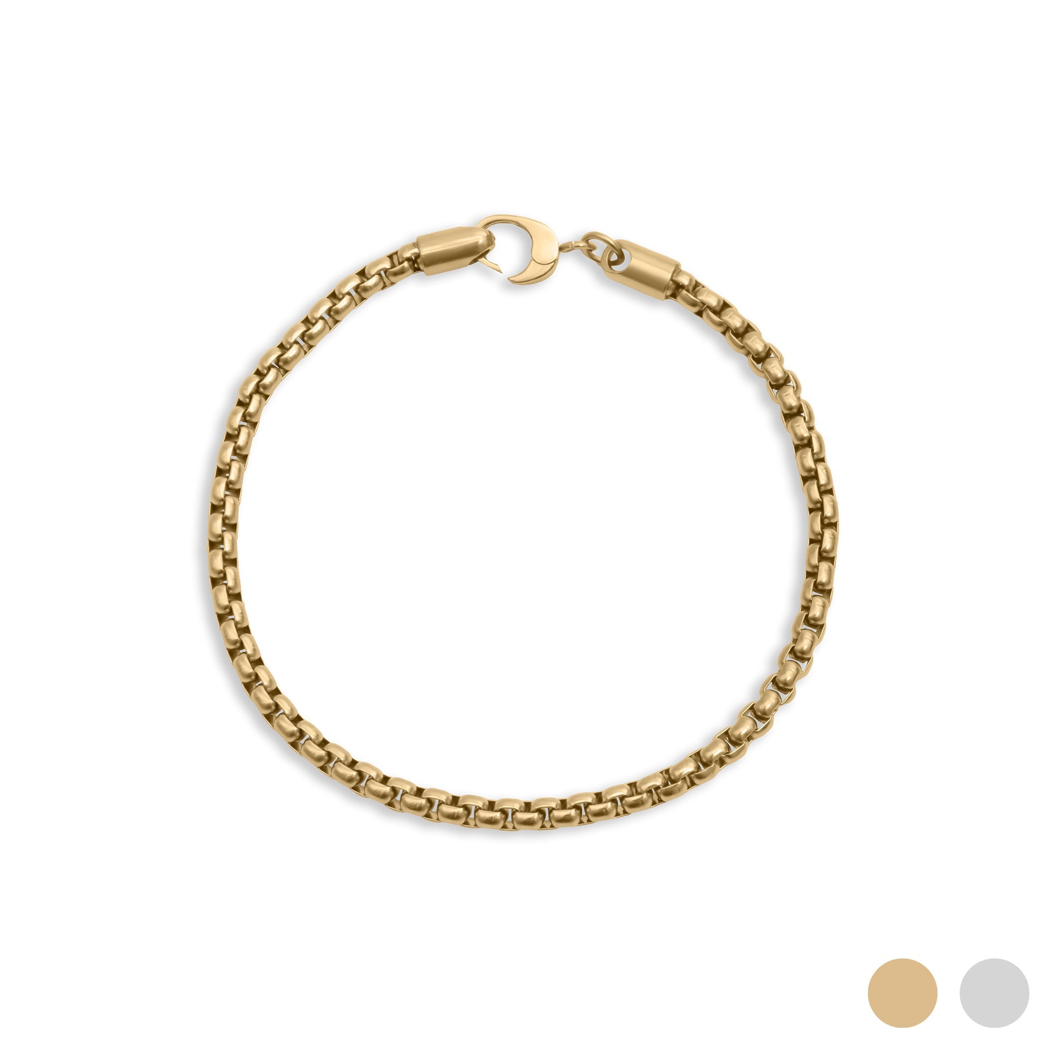 18K Gold PVD Stainless Steel Mens Chain Metal Clasp Bracelet
