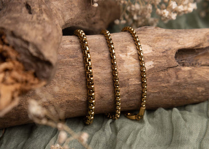 18K Gold PVD Stainless Steel Mens Chain Metal Clasp Bracelet