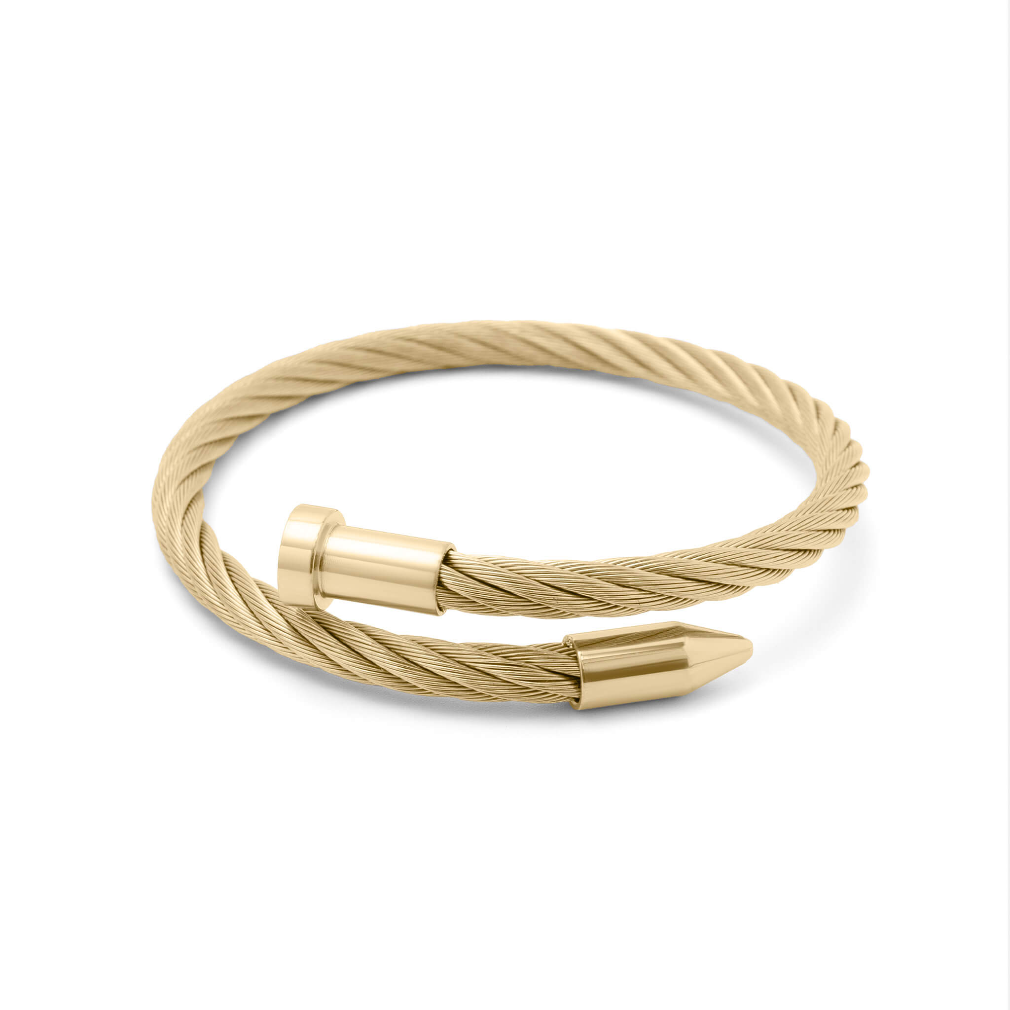18K Gold PVD Stainless Steel Mens Metal Nail Bracelet