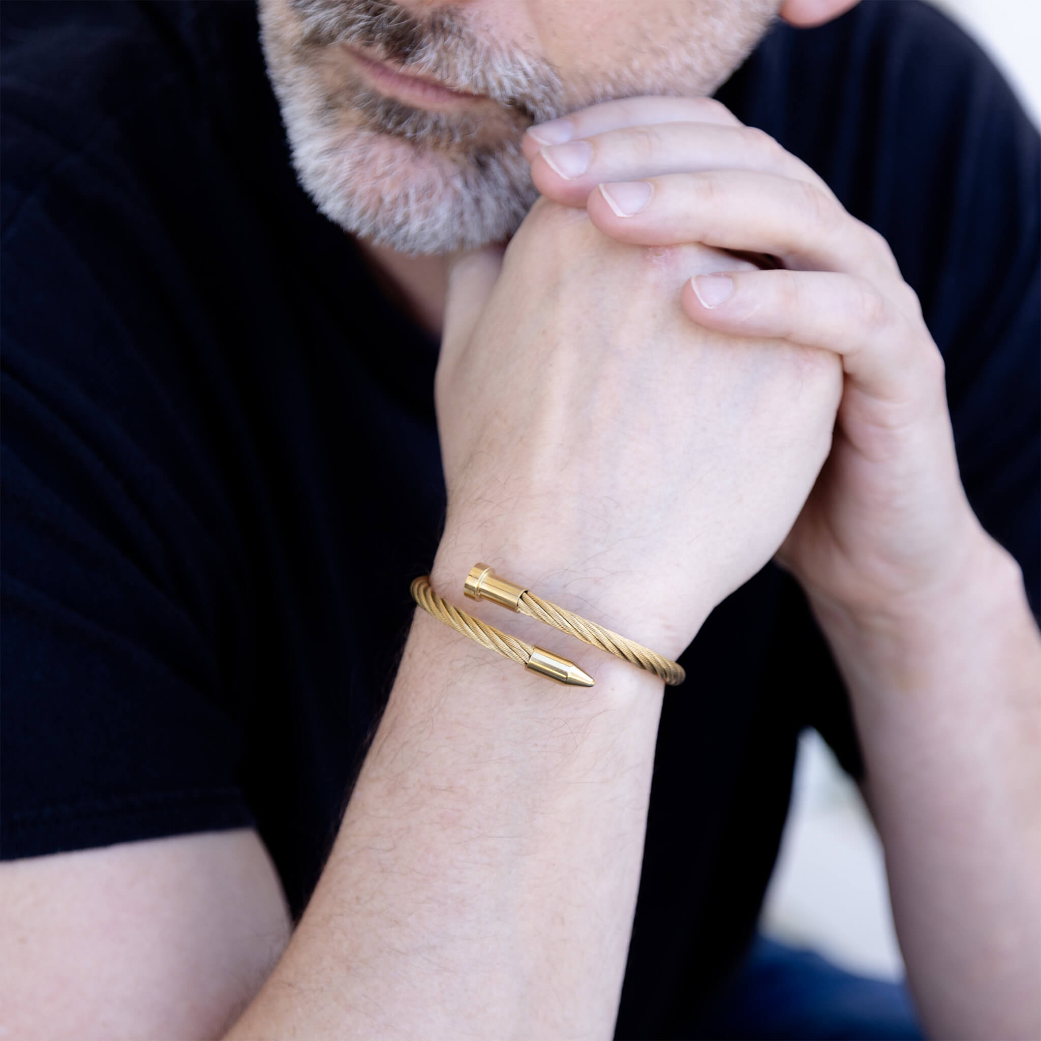 18K Gold PVD Stainless Steel Mens Metal Nail Bracelet