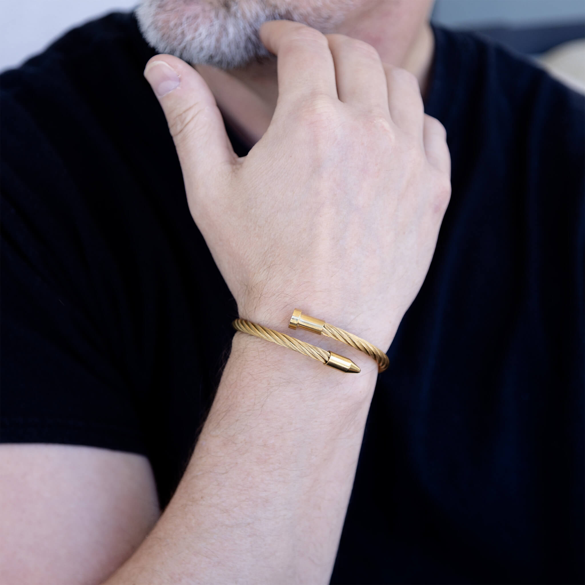 18K Gold PVD Stainless Steel Mens Metal Nail Bracelet