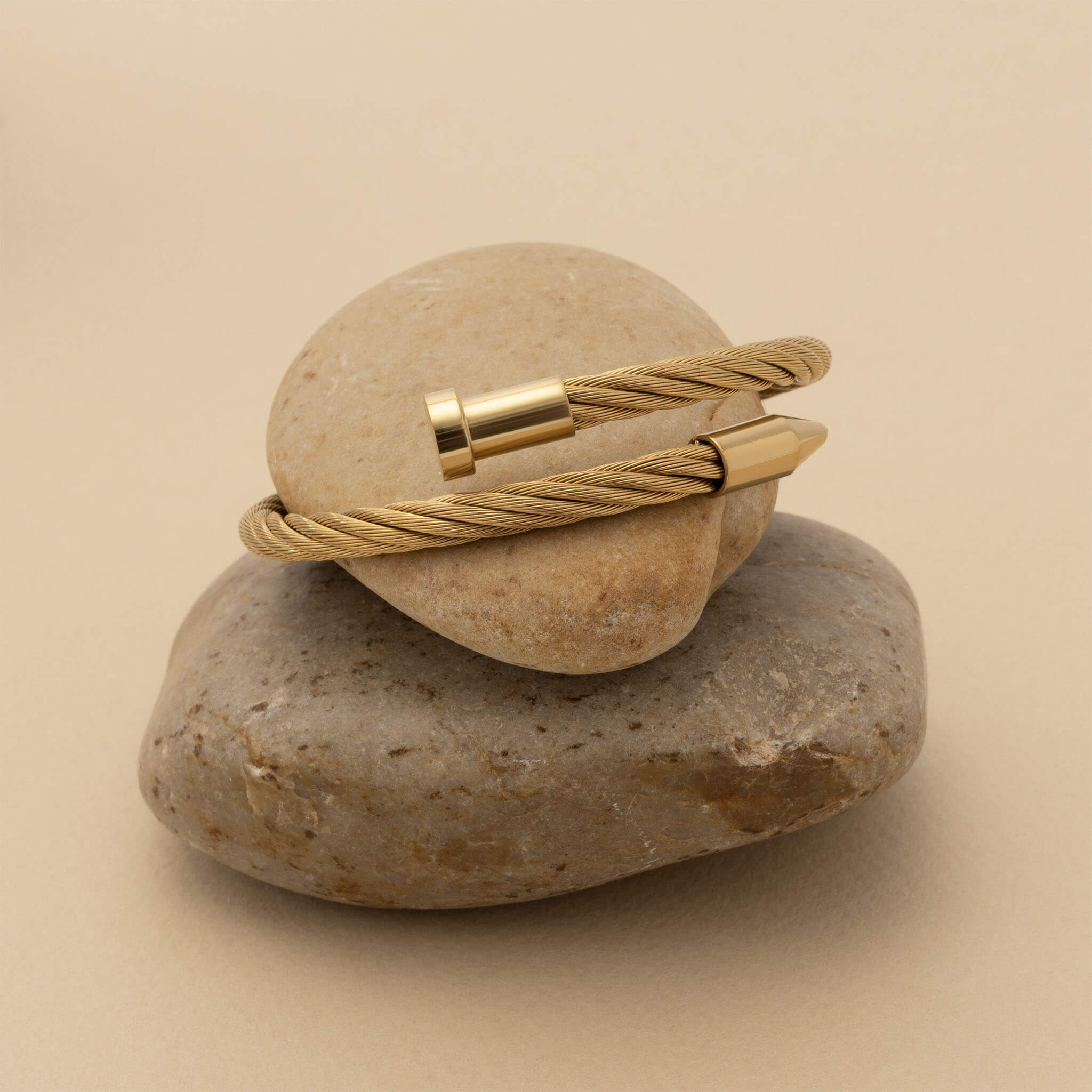 18K Gold PVD Stainless Steel Mens Metal Nail Bracelet