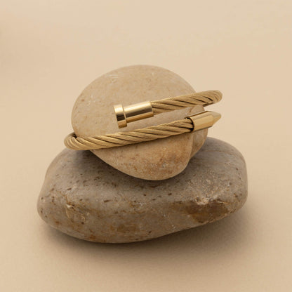 18K Gold PVD Stainless Steel Mens Metal Nail Bracelet