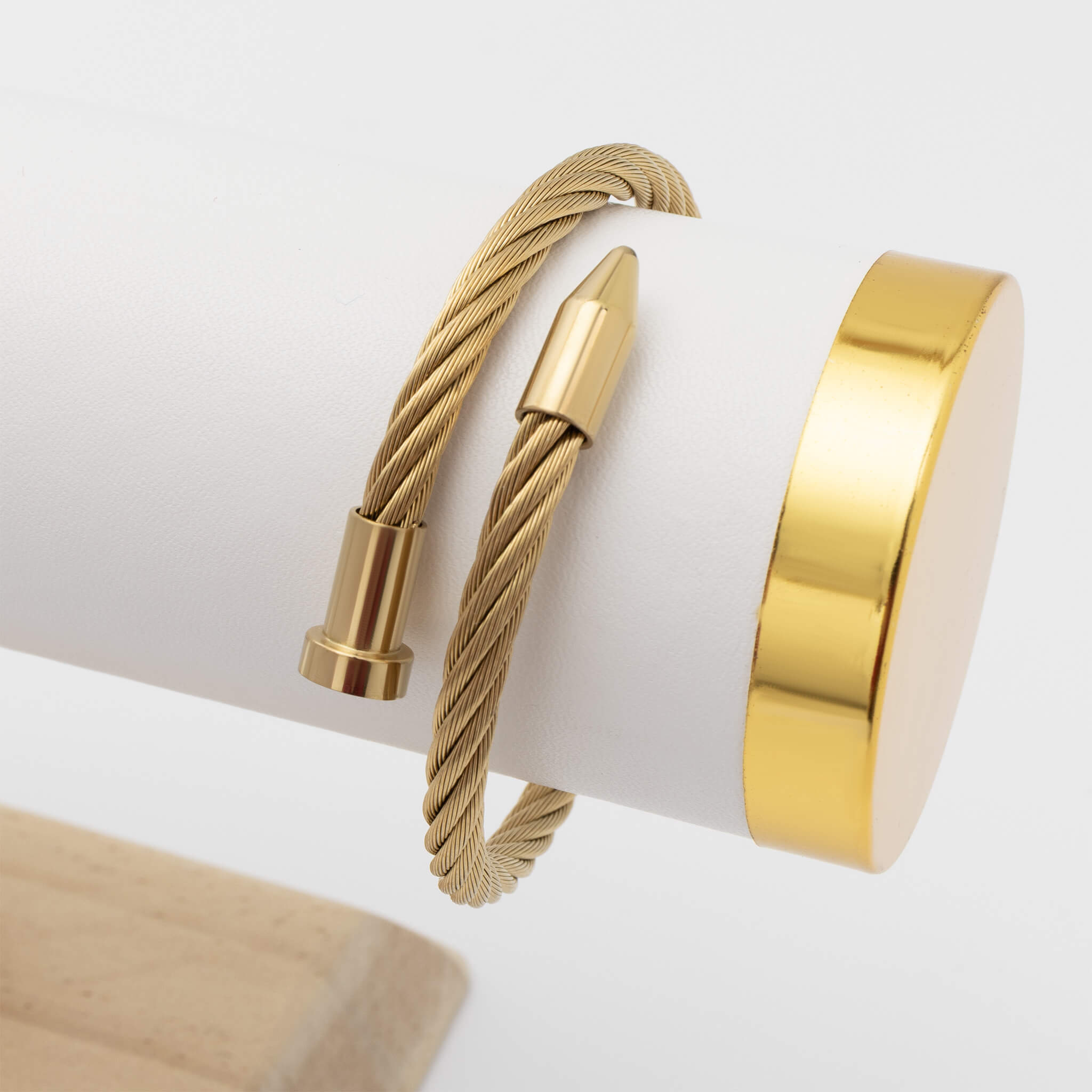 18K Gold PVD Stainless Steel Mens Metal Nail Bracelet