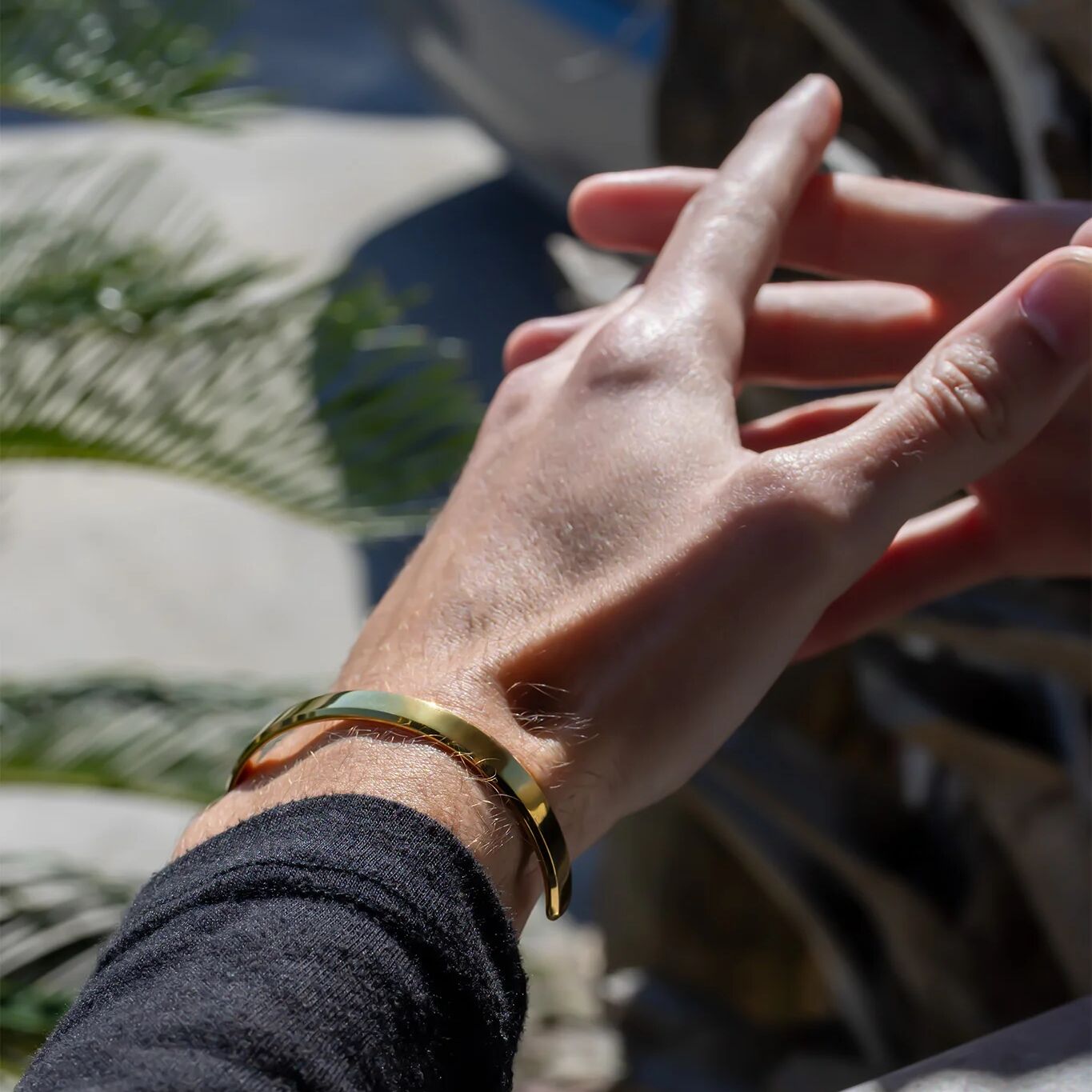 18K Gold PVD Mens Metal Cuff Bracelet