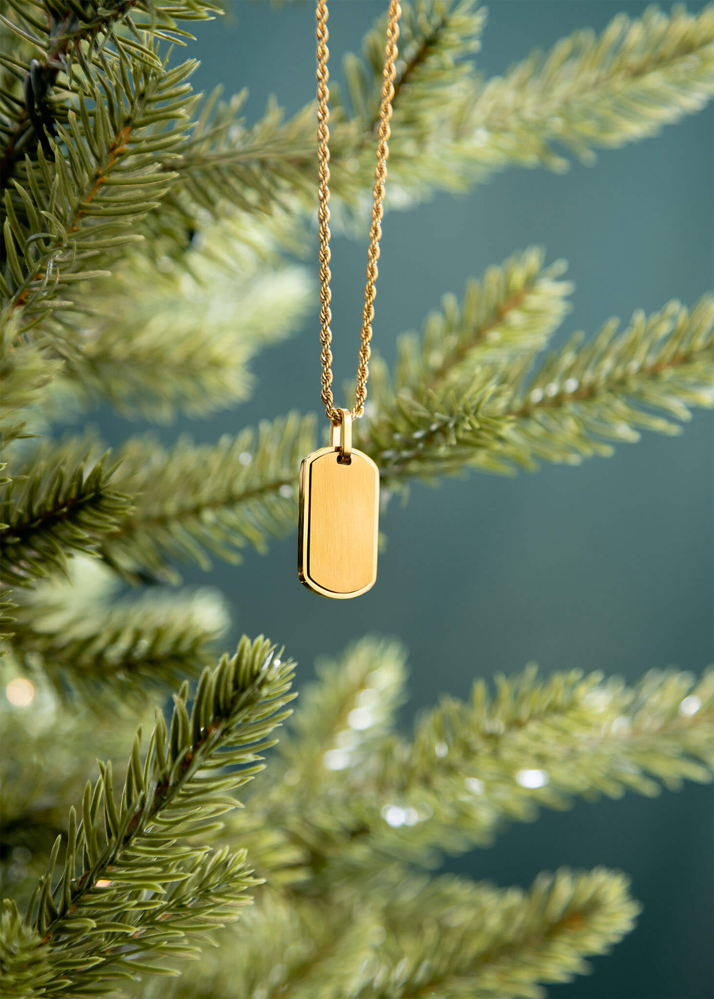 18K Gold PVD Stainless Steel Mens Brushed Gold Dog Tag