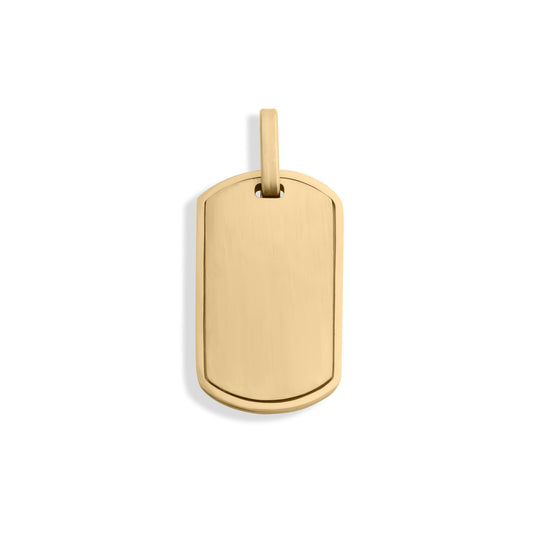 18K Gold PVD Stainless Steel Mens Brushed Gold Dog Tag