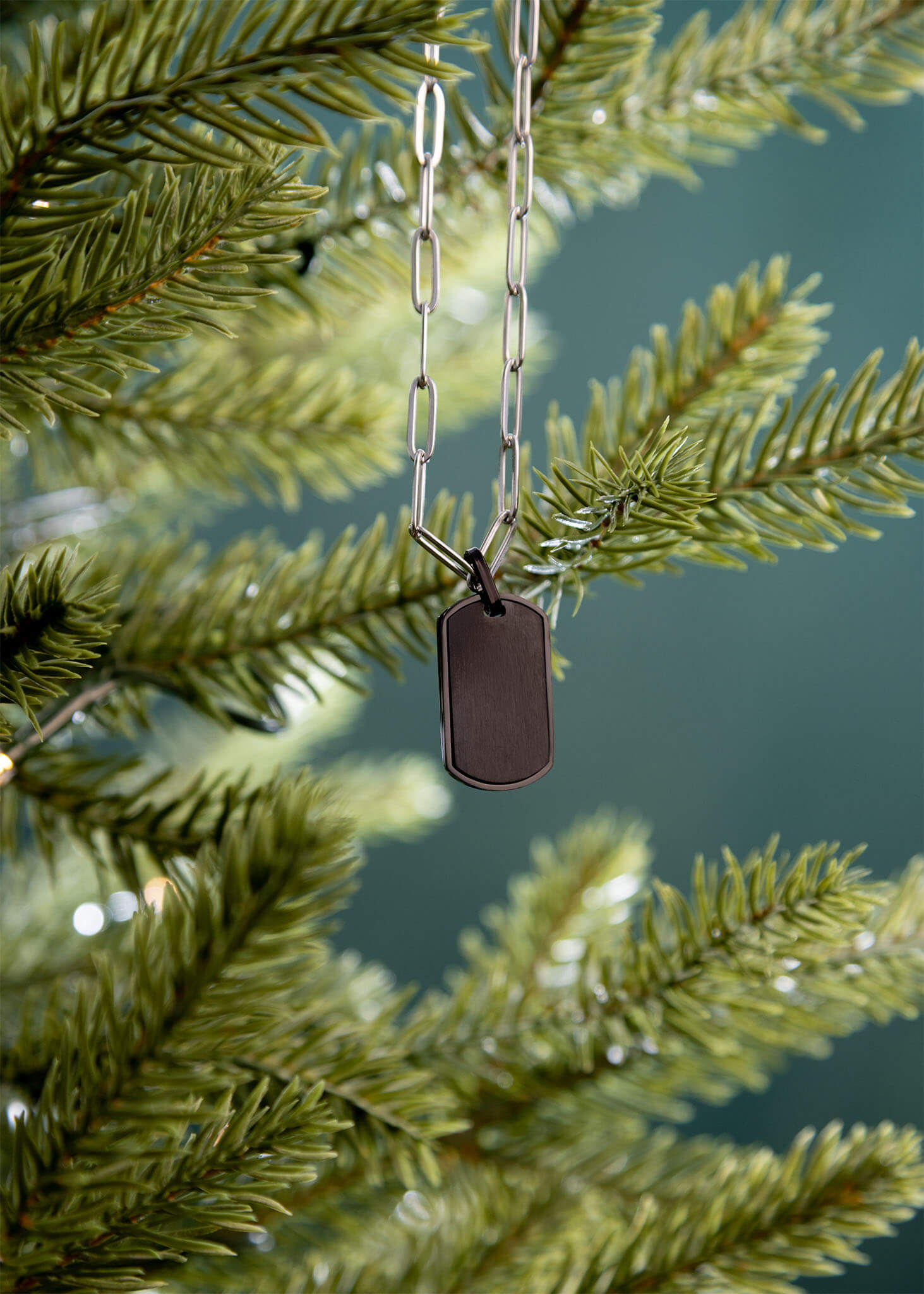 Stainless Steel Mens Brushed Matte Black Dog Tag