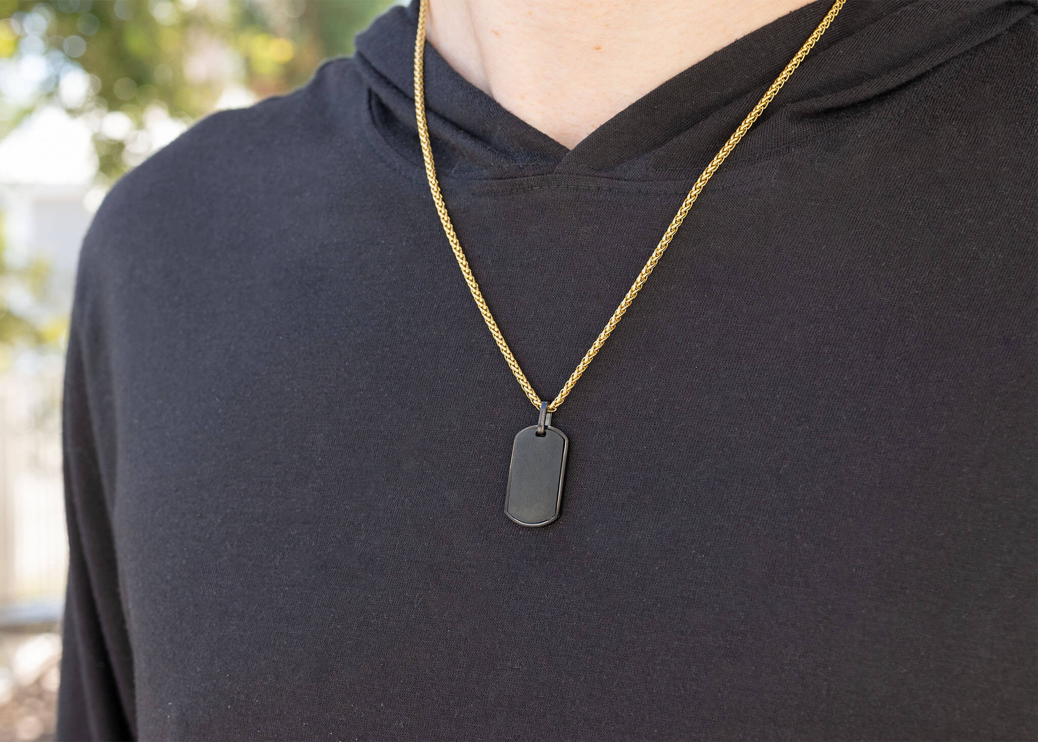 Stainless Steel Mens Brushed Matte Black Dog Tag