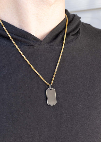 Stainless Steel Mens Brushed Matte Black Dog Tag