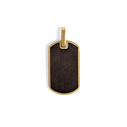 Stainless Steel Mens Brushed Matte Black and Gold Dog Tag