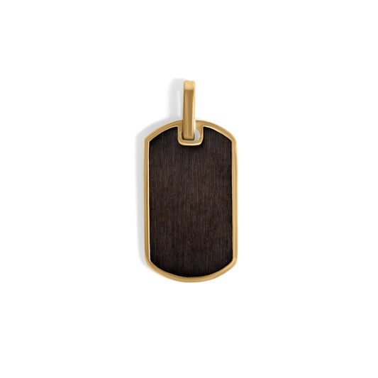 Stainless Steel Mens Brushed Matte Black and Gold Dog Tag