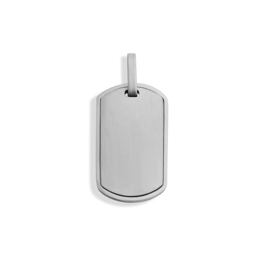 Mens Brushed Stainless Steel Dog Tag