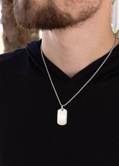 Mens Brushed Stainless Steel Dog Tag