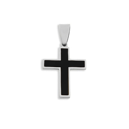 Mens Matte Black Stainless Steel Cross