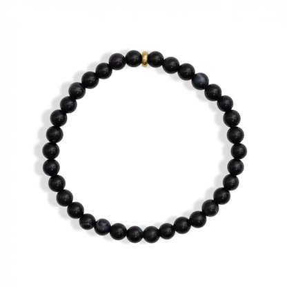 18K Gold PVD Stainless Steel Mens Agate Bead Bracelet
