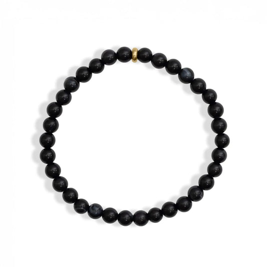 18K Gold PVD Stainless Steel Mens Agate Bead Bracelet