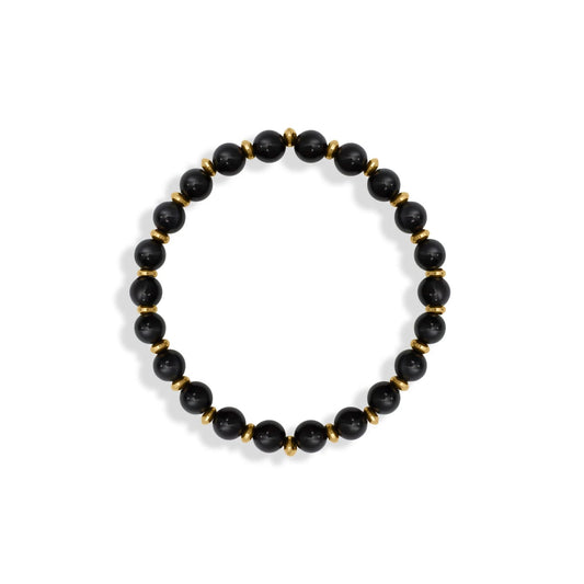18K Gold PVD Agate Glass Beaded Bracelet
