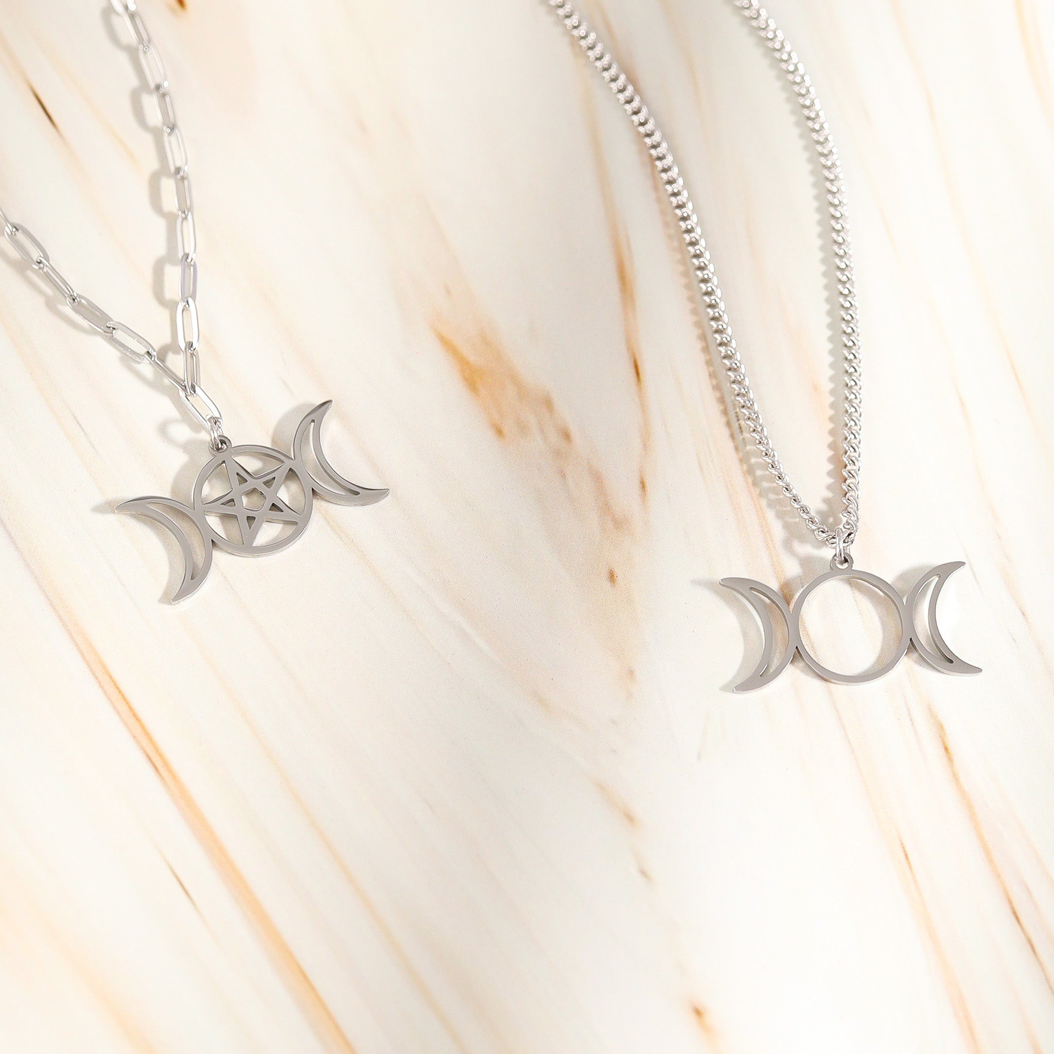 18K Gold PVD Stainless Steel Triple Moon Goddess Charm