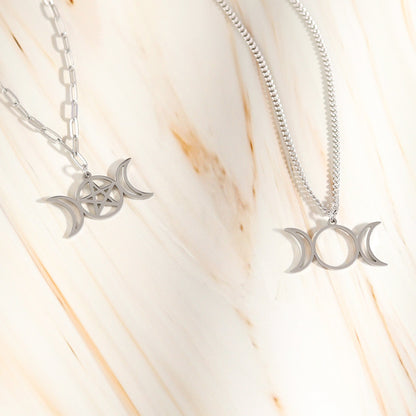 18K Gold PVD Stainless Steel Triple Moon Goddess Charm