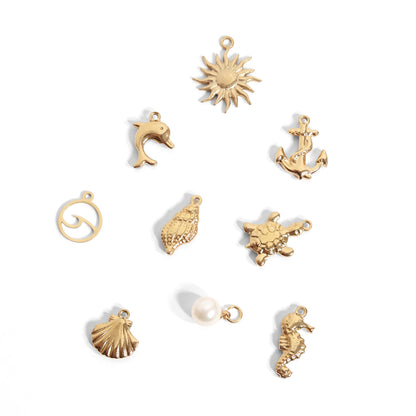 18K Gold PVD Stainless Steel Nautical Charm Set