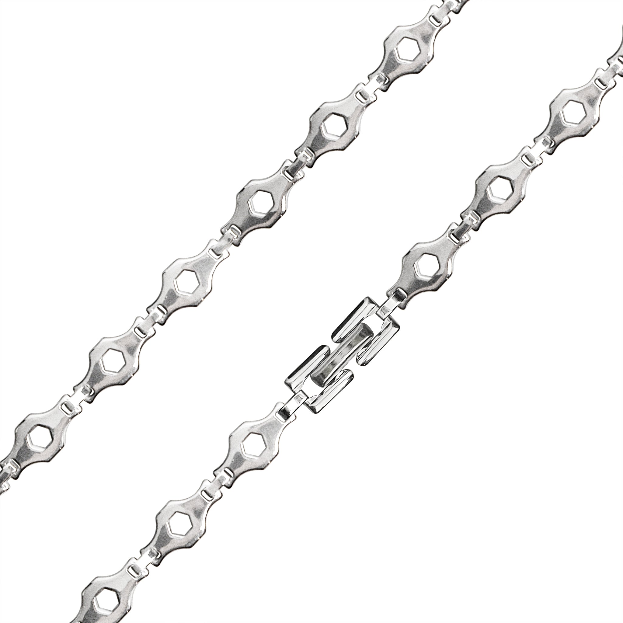 Stainless Steel Hexagon Fancy Chain Necklace