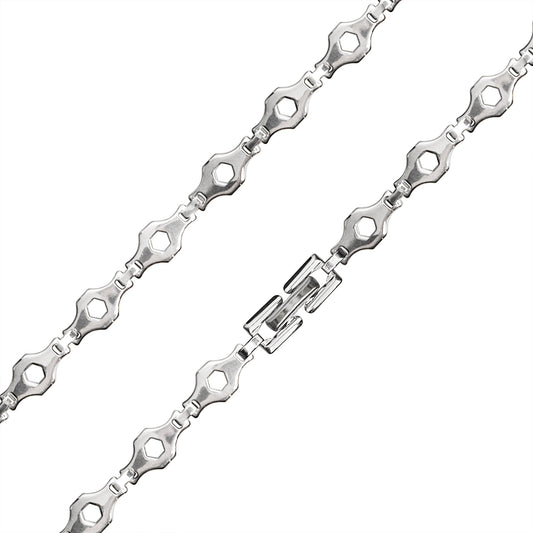 Stainless Steel Hexagon Fancy Chain Necklace