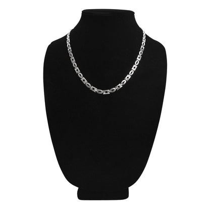Stainless Steel Oval and Rectangle Fancy Chain Necklace