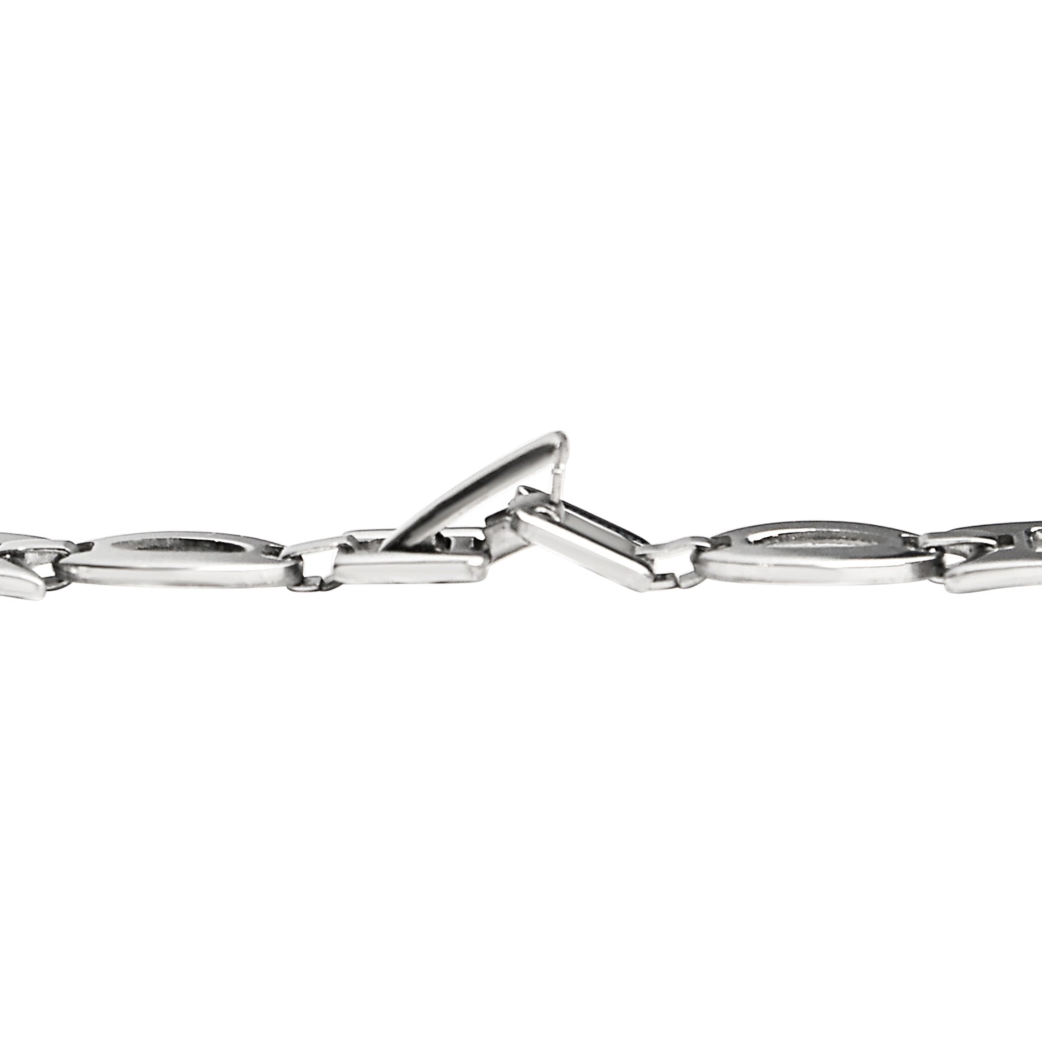 Stainless Steel Oval and Rectangle Fancy Chain Necklace