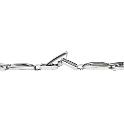 Stainless Steel Oval and Rectangle Fancy Chain Necklace