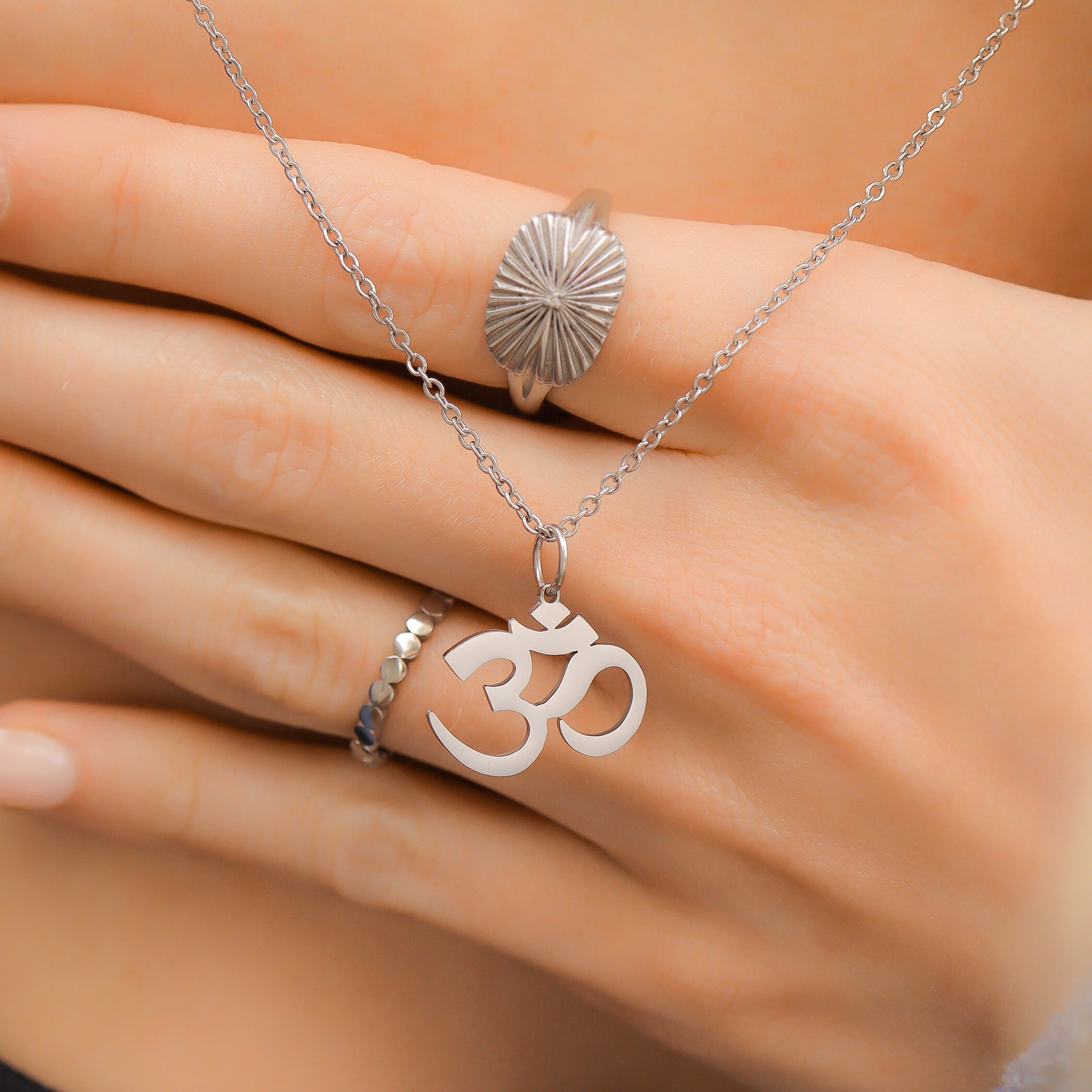 18K Gold PVD Stainless Steel Om Pendant