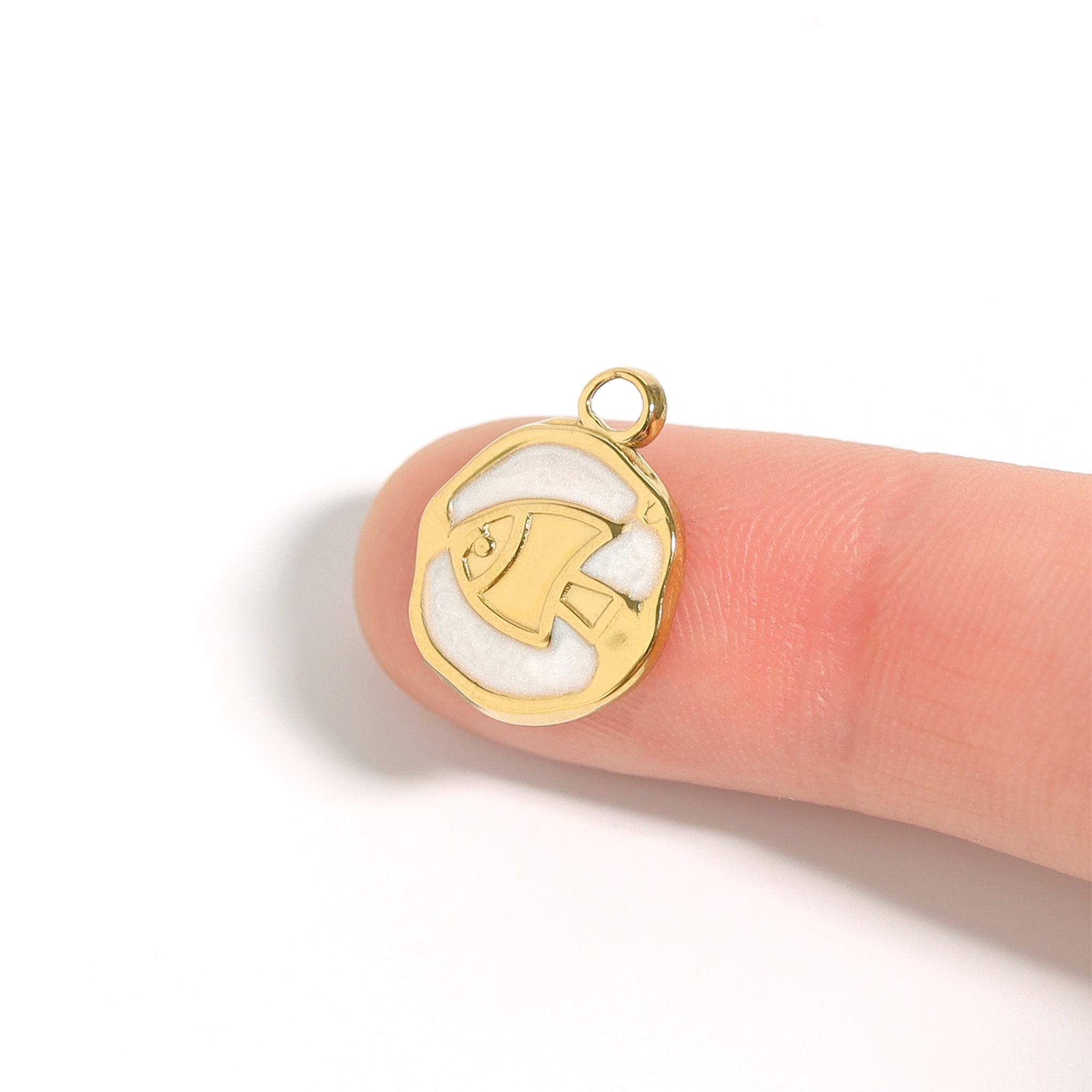 18K Gold PVD Fish White Epoxy Charm