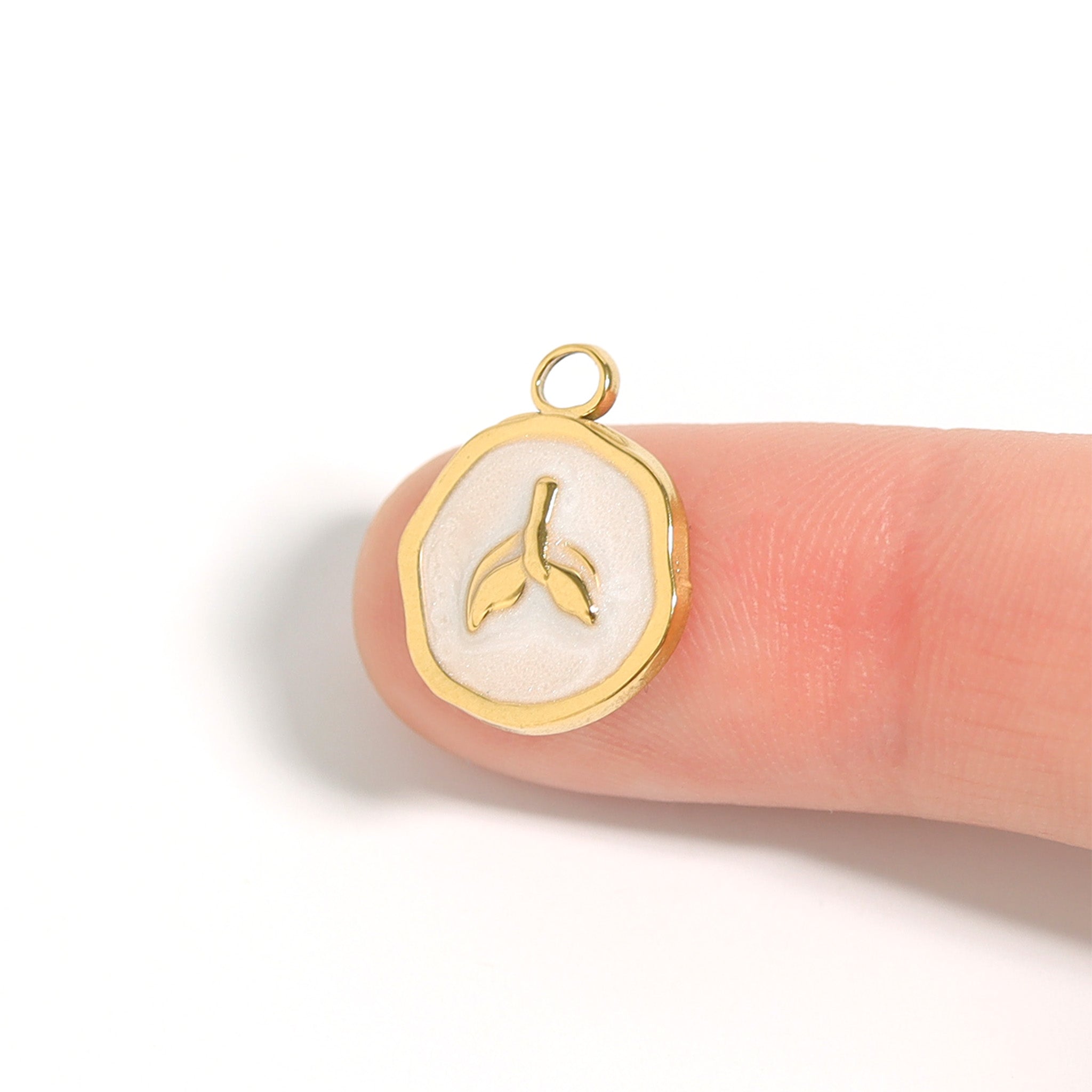 18K Gold PVD Whale Tail Epoxy Charm