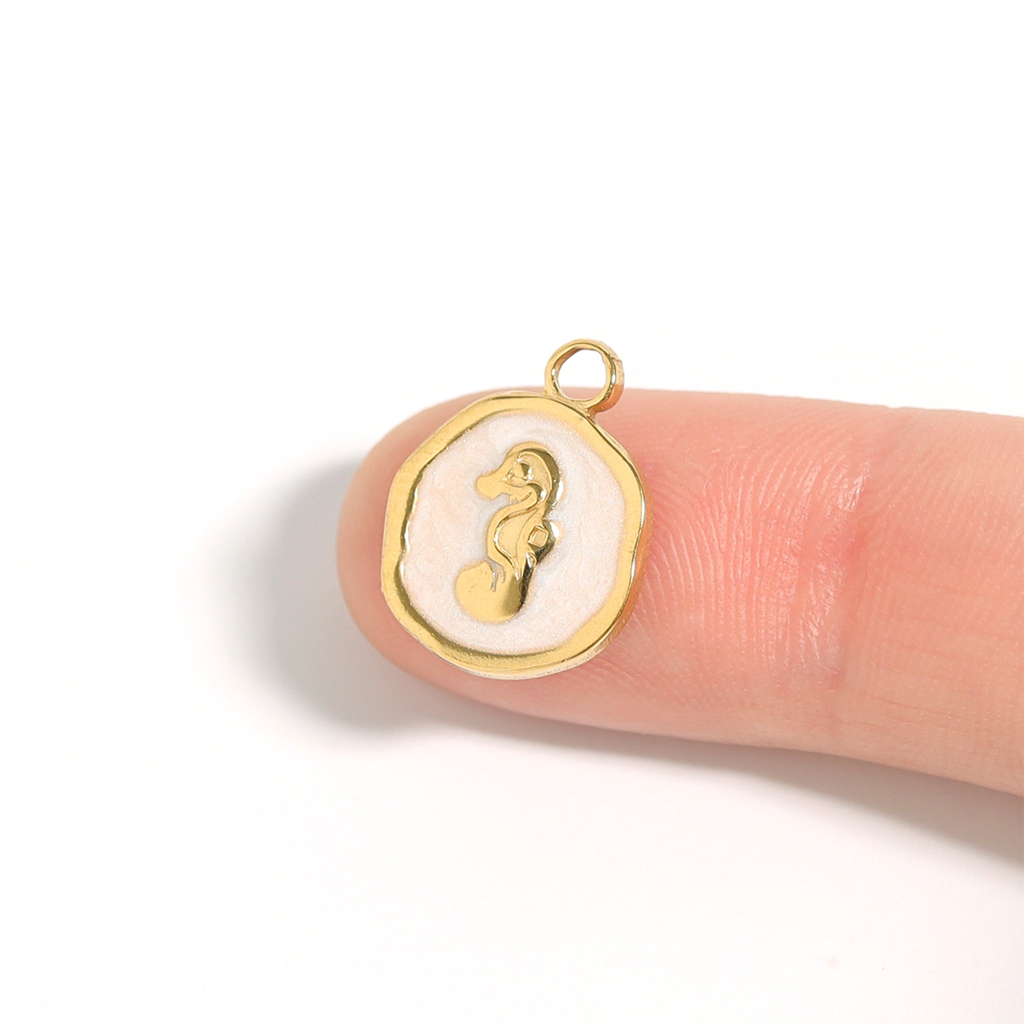 18K Gold PVD Seahorse Epoxy Charm