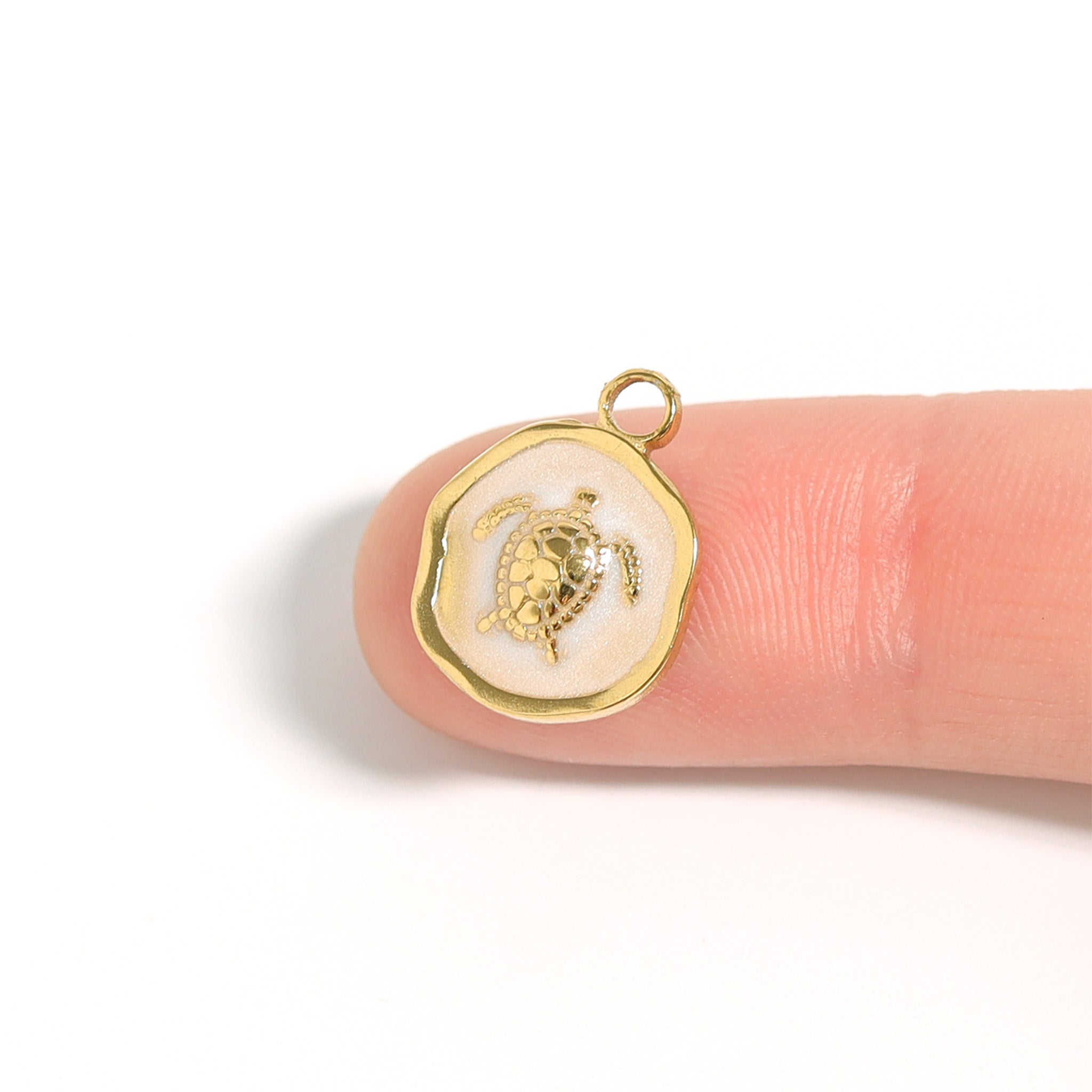 18K Gold PVD Sea Turtle Epoxy Charm